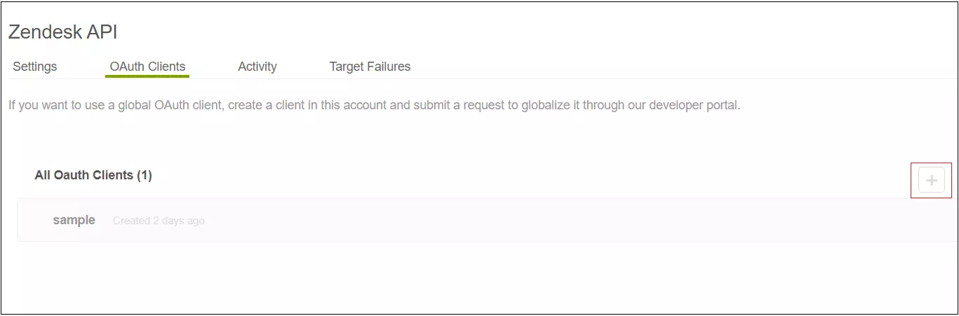 Zendesk as an IDP: Click on OAuth Clients